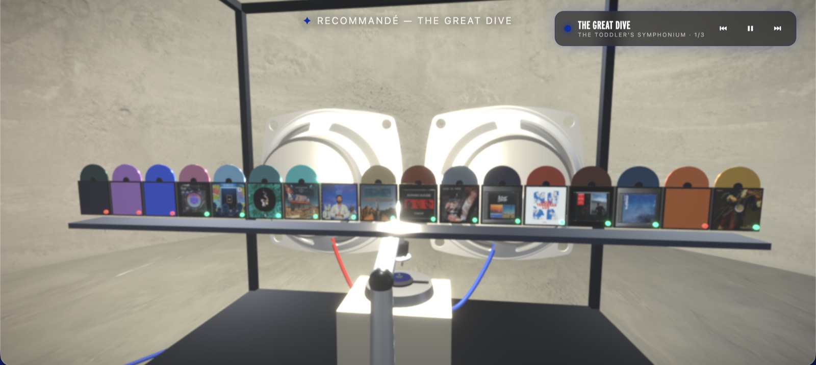 VR Muzeum &mdash; salle d&rsquo;&eacute;coute, s&eacute;lection d&rsquo;album